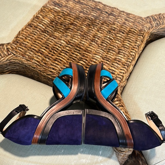 New Botkier New York Paloma Women's Turquoise and Purple Platform Sandals. - Picture 8 of 12